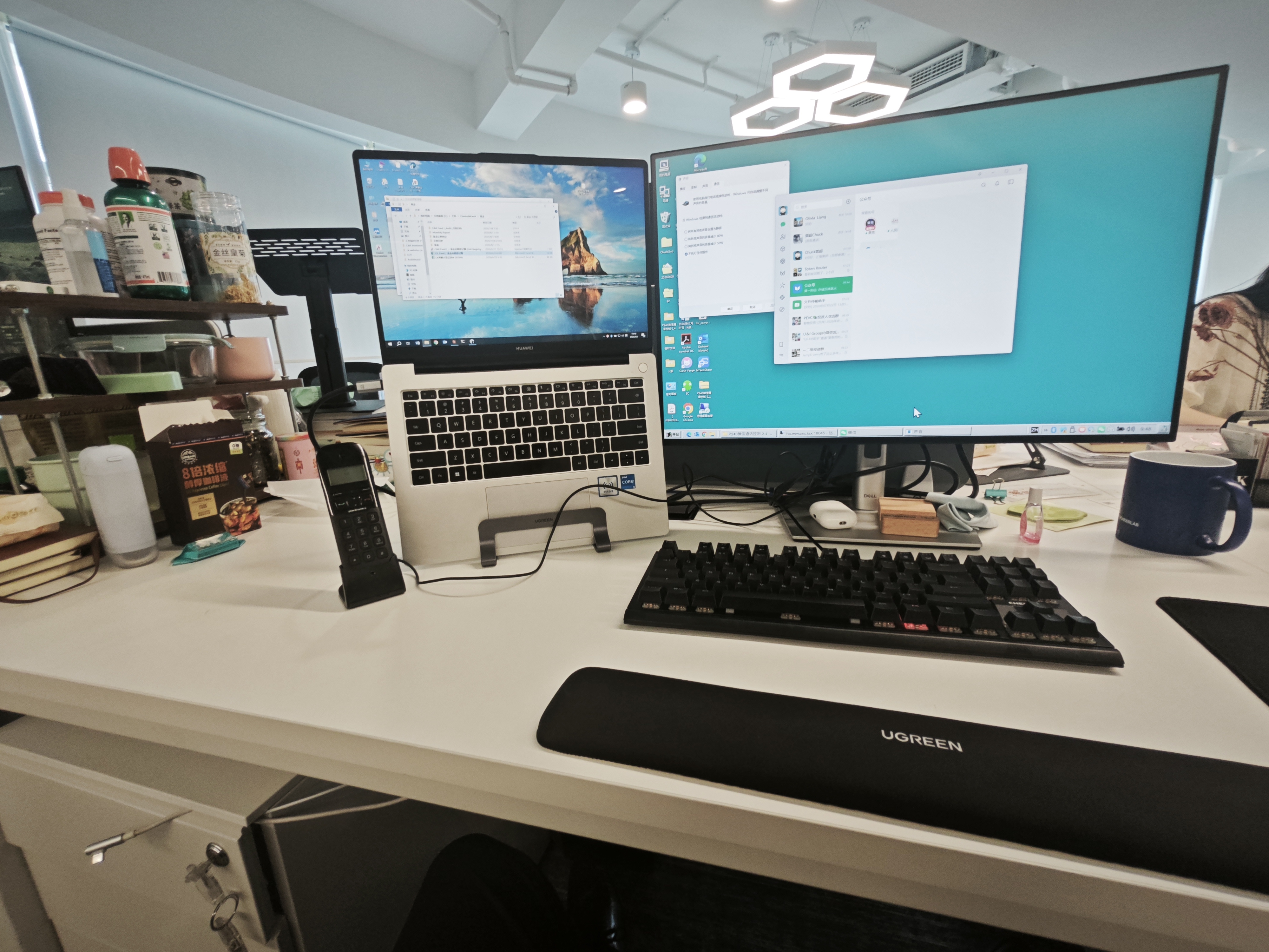 Chuck’s Plantronics Calisto P240 USB handset on his office desk